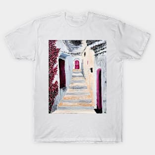 Greek Street Holiday Stone Travel Flowers T-Shirt